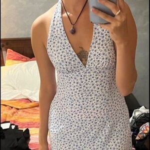 Divided Blue and White Floral Dress